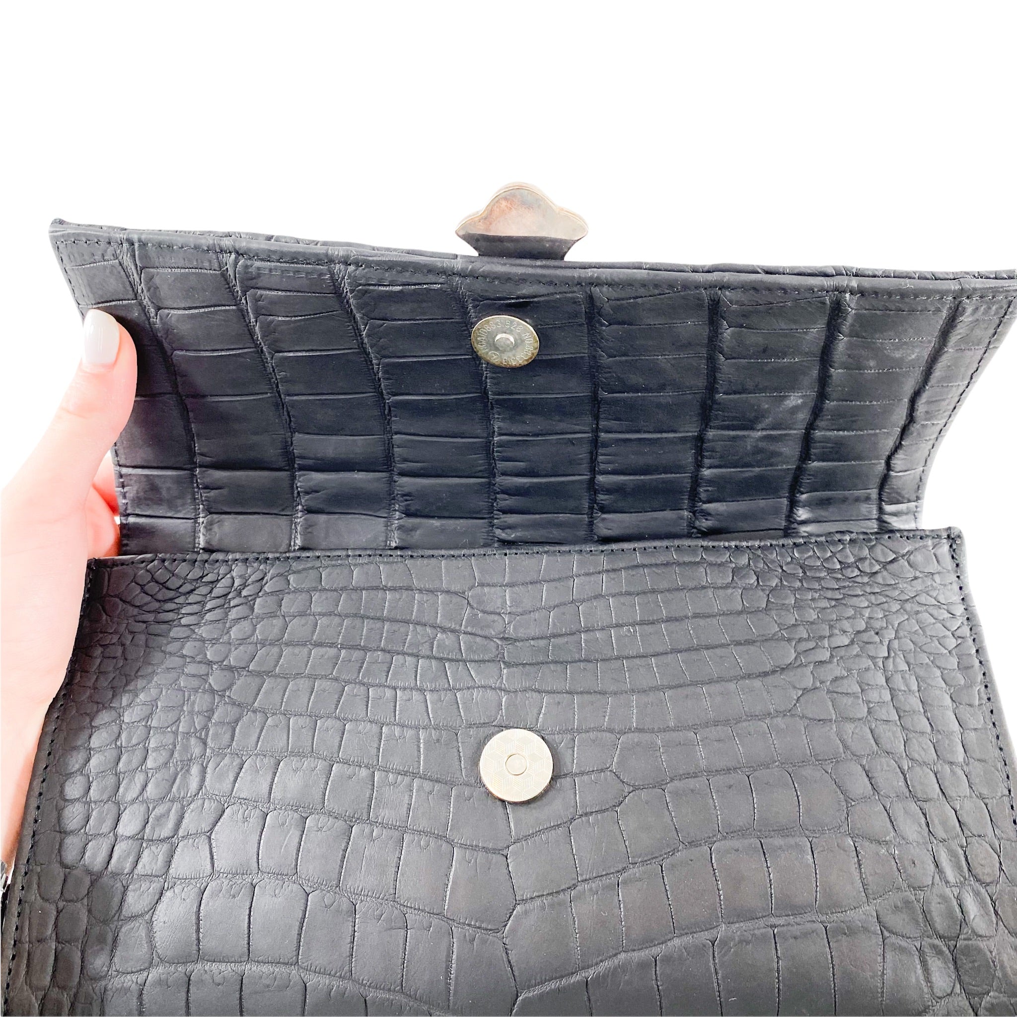 Philip Karto Black Alligator Clutch