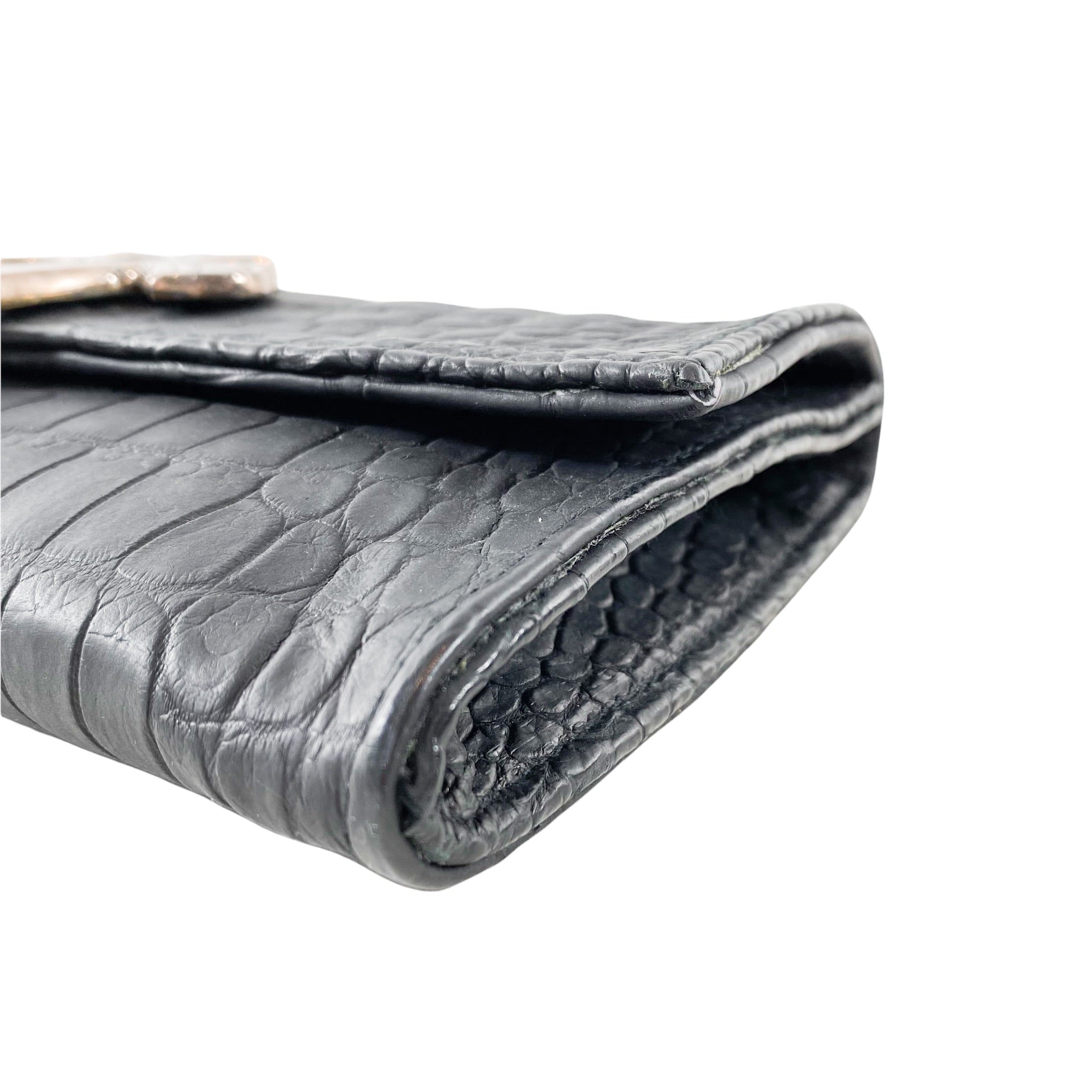 Philip Karto Black Alligator Clutch