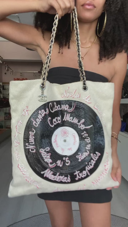 Chanel Beige Coco Cuba Record Embroidered Tote