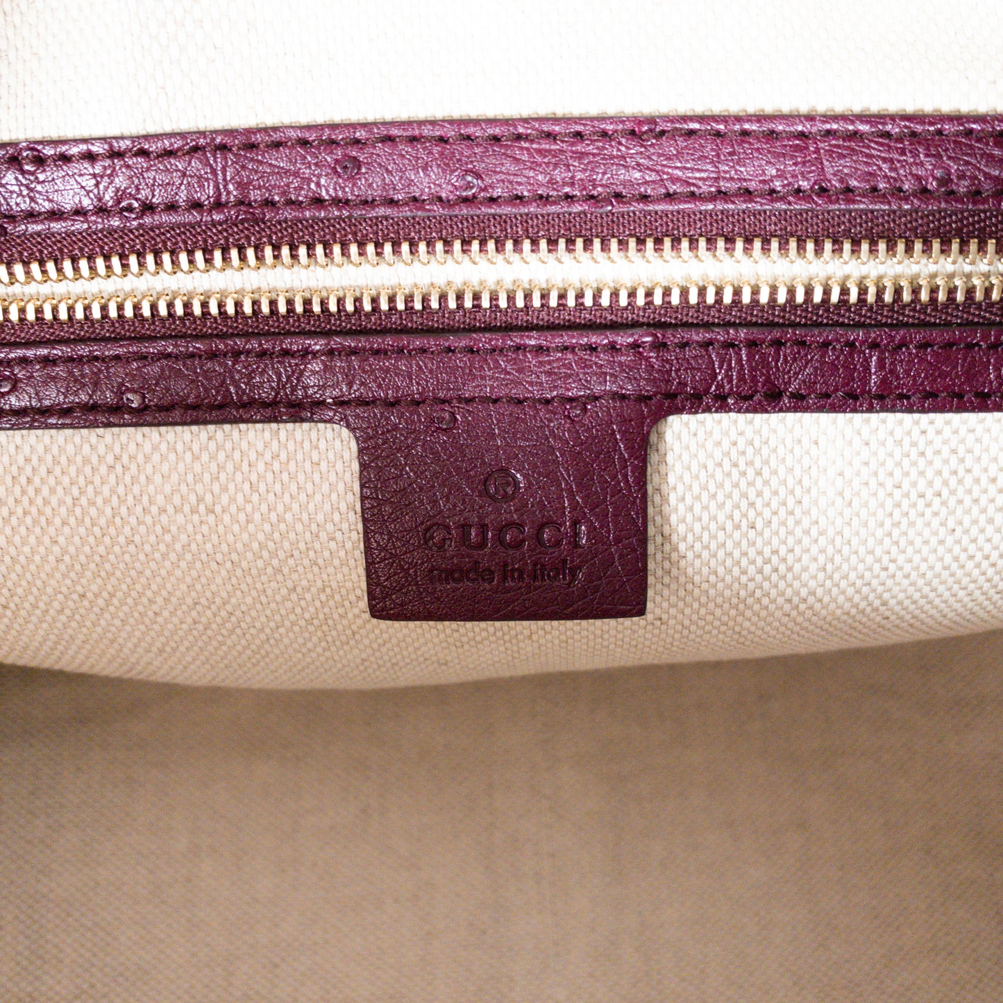 Gucci Burgundy Ostrich Soho Bowling Bag