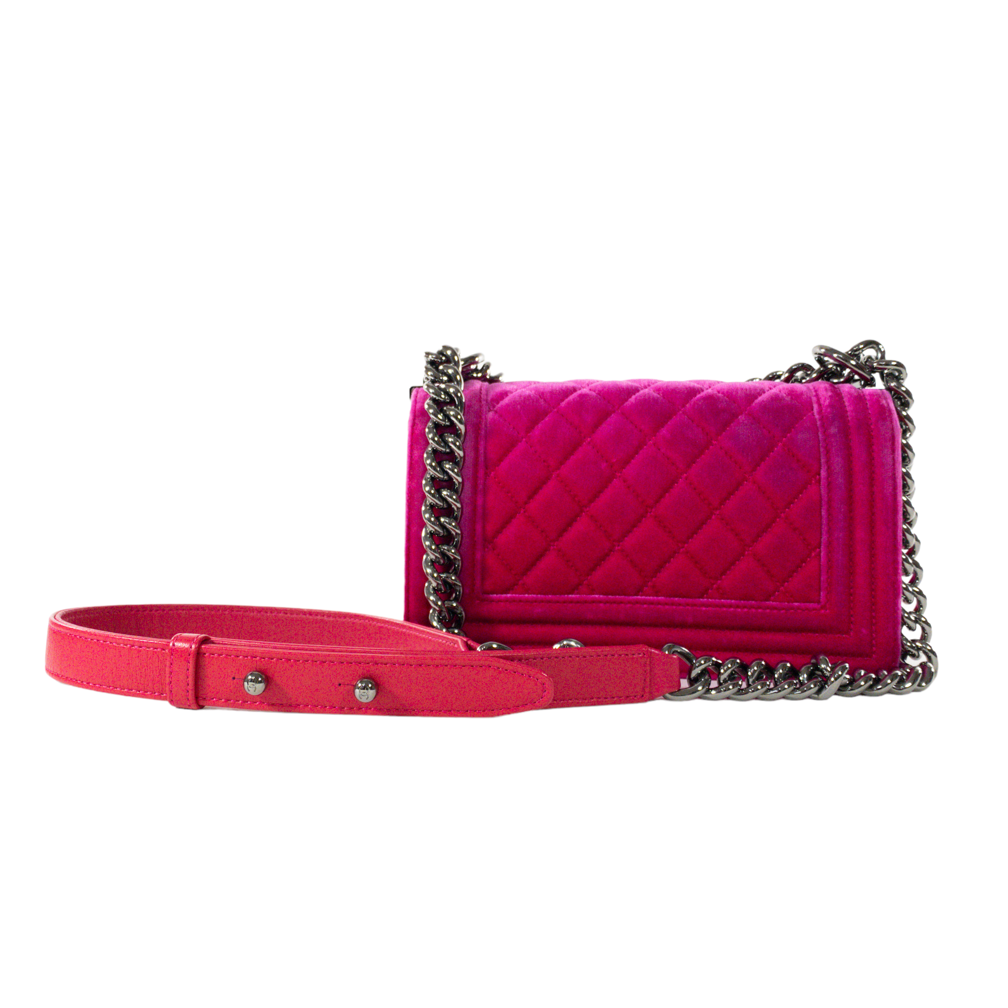 Chanel Fuchsia Velvet Small Boy Bag