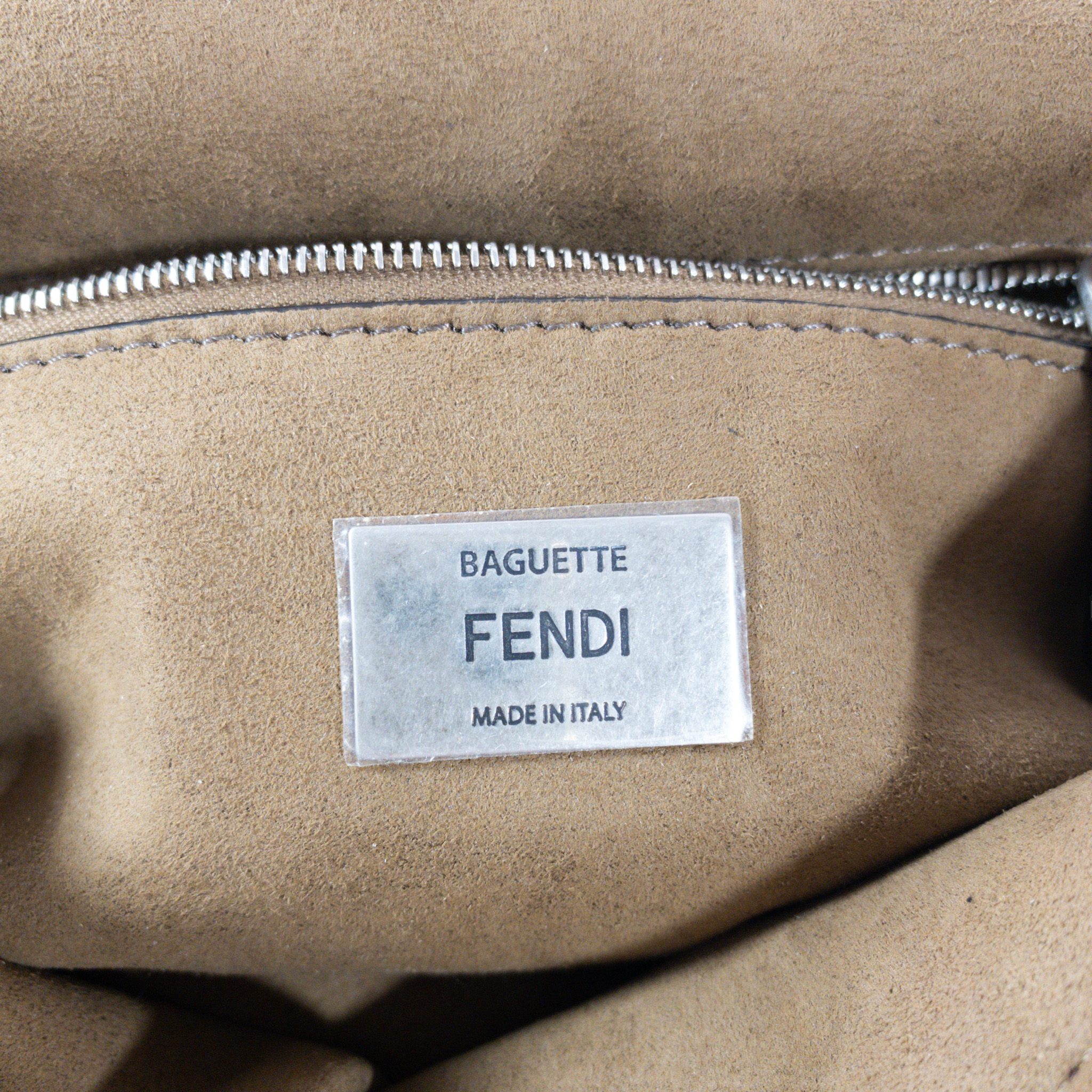 Fendi Brown Velvet Zucca Chain Baguette