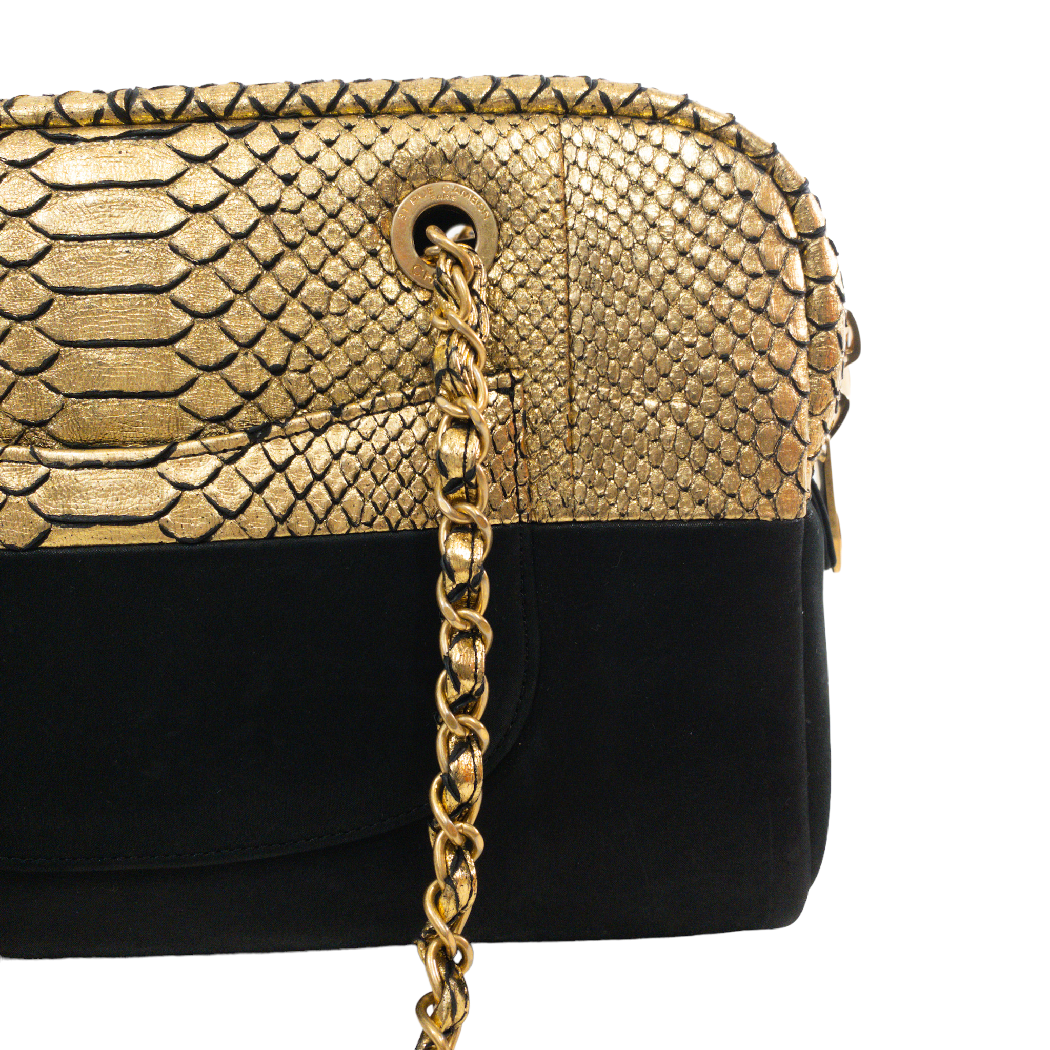 Chanel Metallic Python Suede Bowler Tote