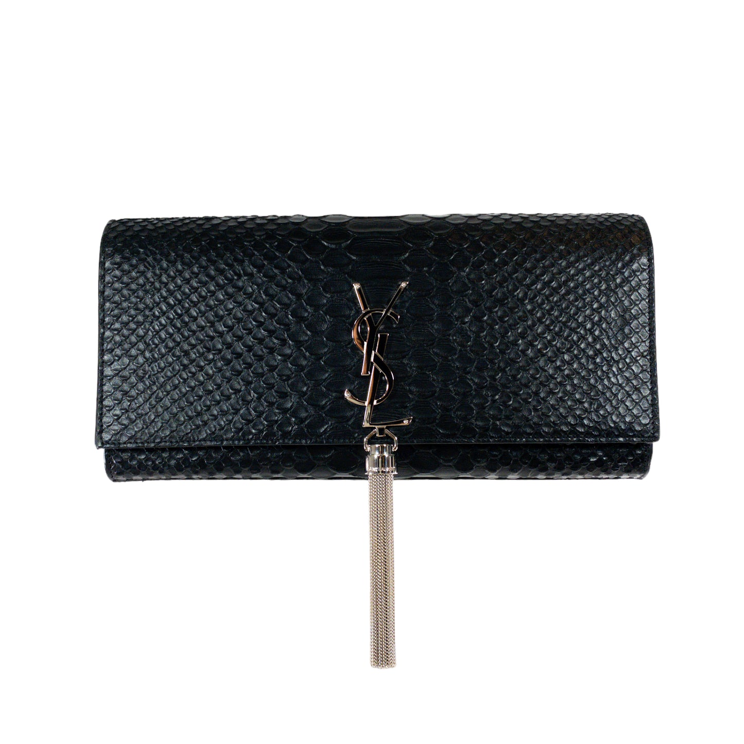 Saint Laurent Medium Tassel Kate Embossed Croc Clutch
