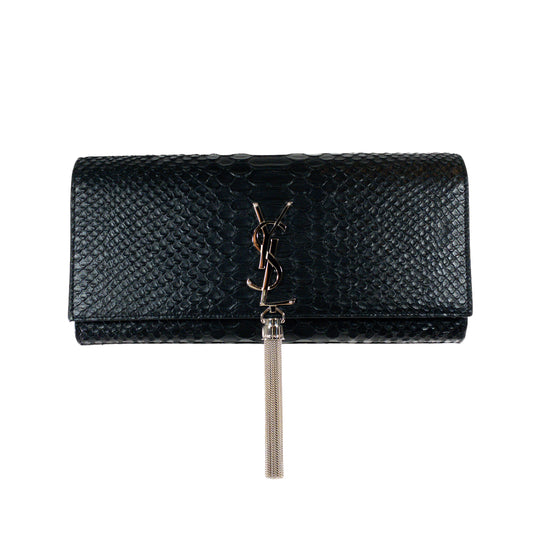 Saint Laurent Medium Tassel Kate Embossed Croc Clutch