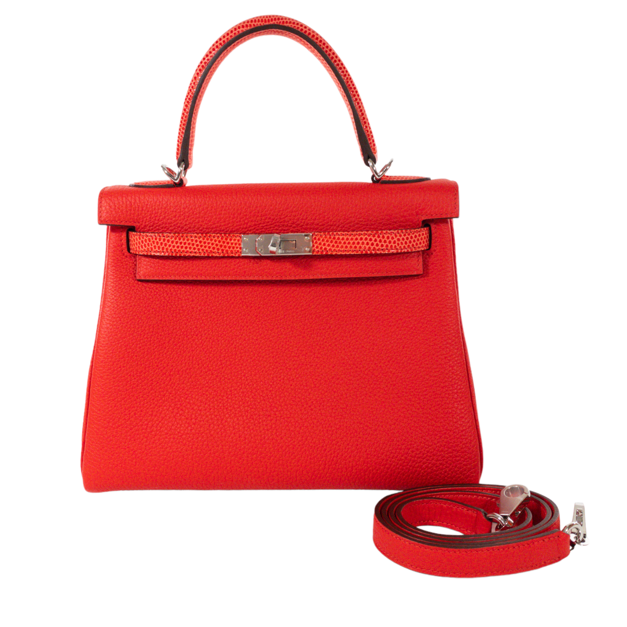 Hermes Poppy/Capucine Kelly 25 Touché PHW