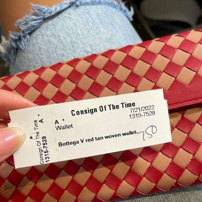 Bottega Veneta Red/Tan Intrecciato Wallet
