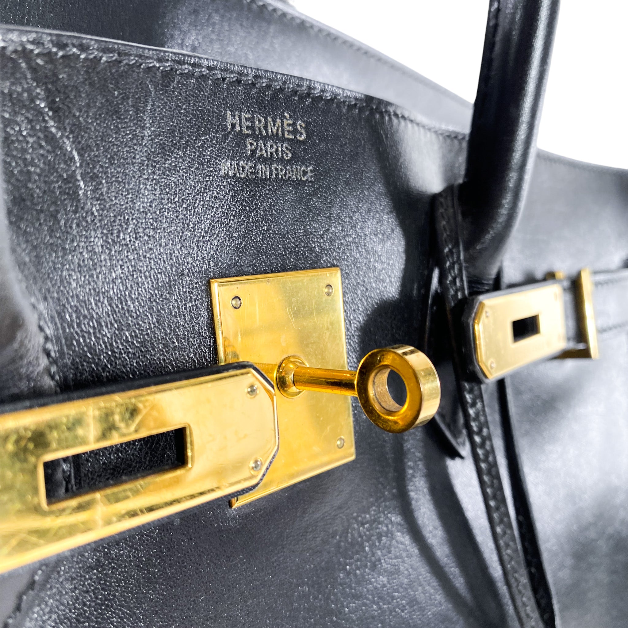Hermes Vintage Black Birkin 35 Box Leather GHW