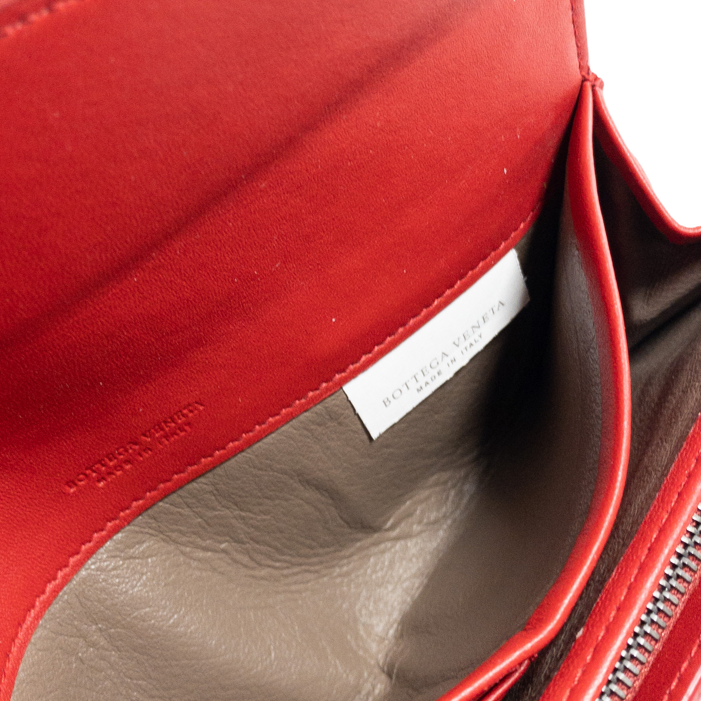 Bottega Veneta Red/Tan Intrecciato Wallet