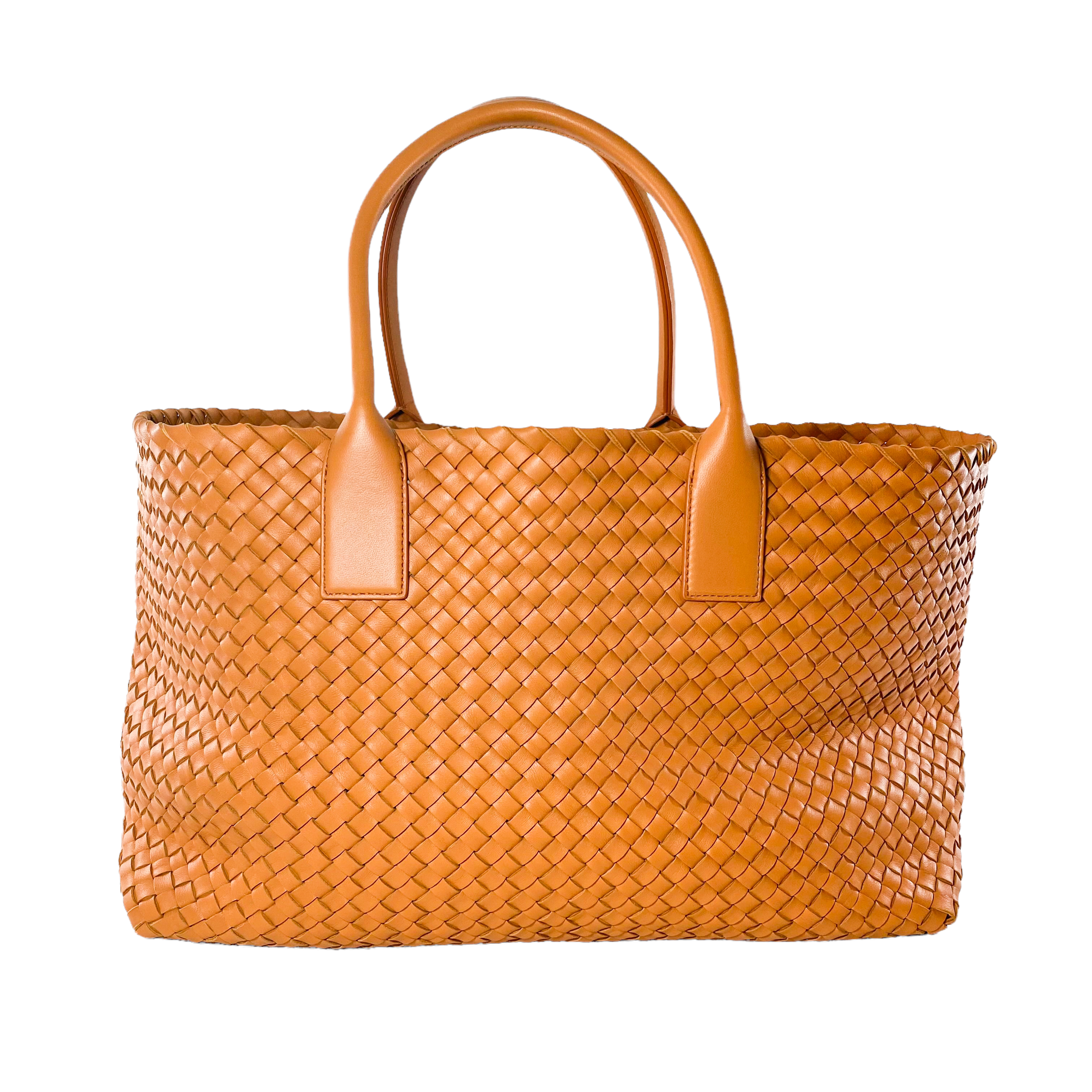 Bottega Veneta Orange Intrecciato Cabat Shopper Tote