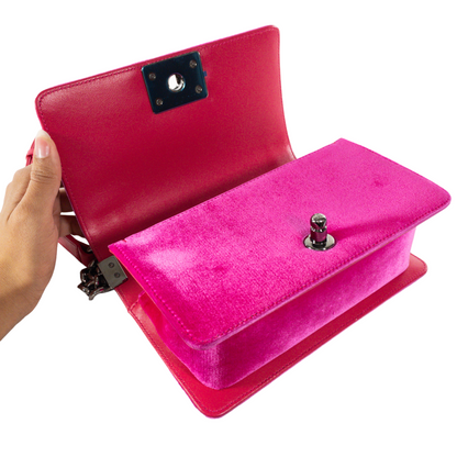 Chanel Fuchsia Velvet Small Boy Bag