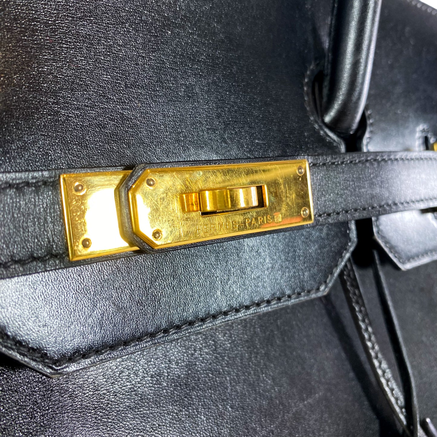 Hermes Vintage Black Birkin 35 Box Leather GHW
