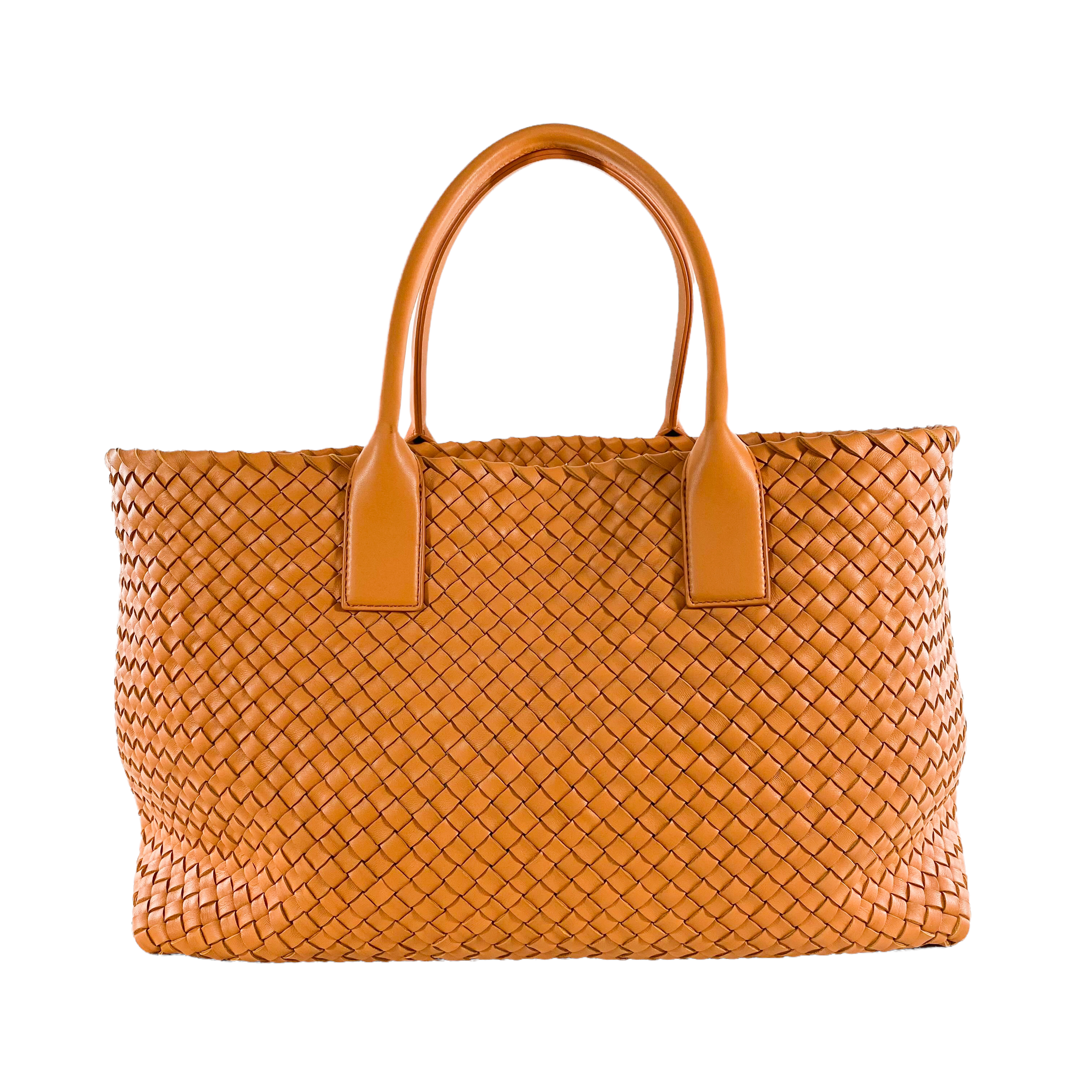 Bottega Veneta Orange Intrecciato Cabat Shopper Tote