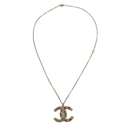 Chanel Paris Gold CC Necklace with Stones