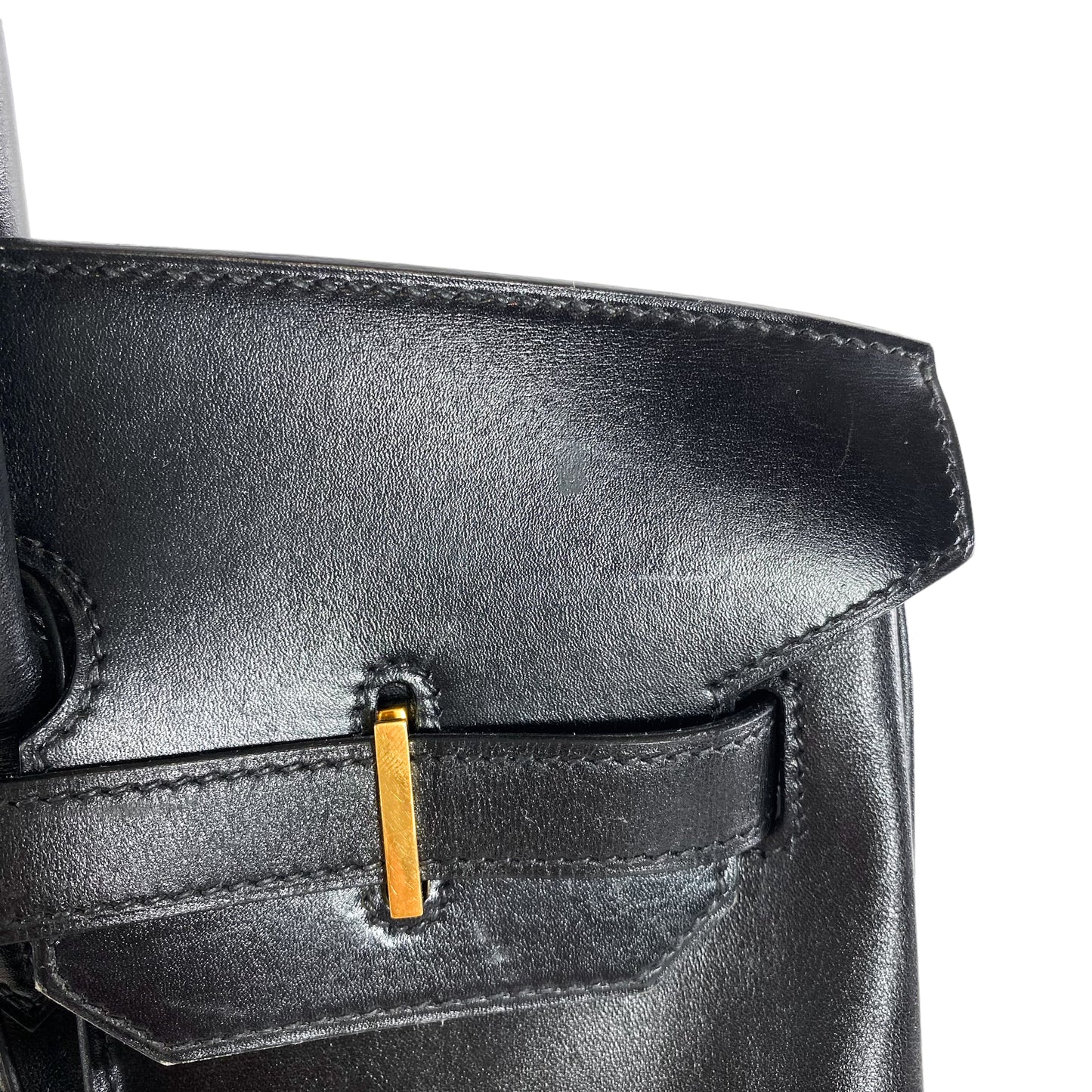 Hermes Vintage Black Birkin 35 Box Leather GHW