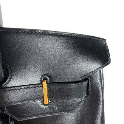Hermes Vintage Black Birkin 35 Box Leather GHW