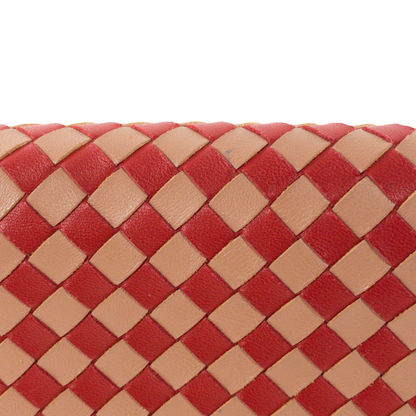 Bottega Veneta Red/Tan Intrecciato Wallet