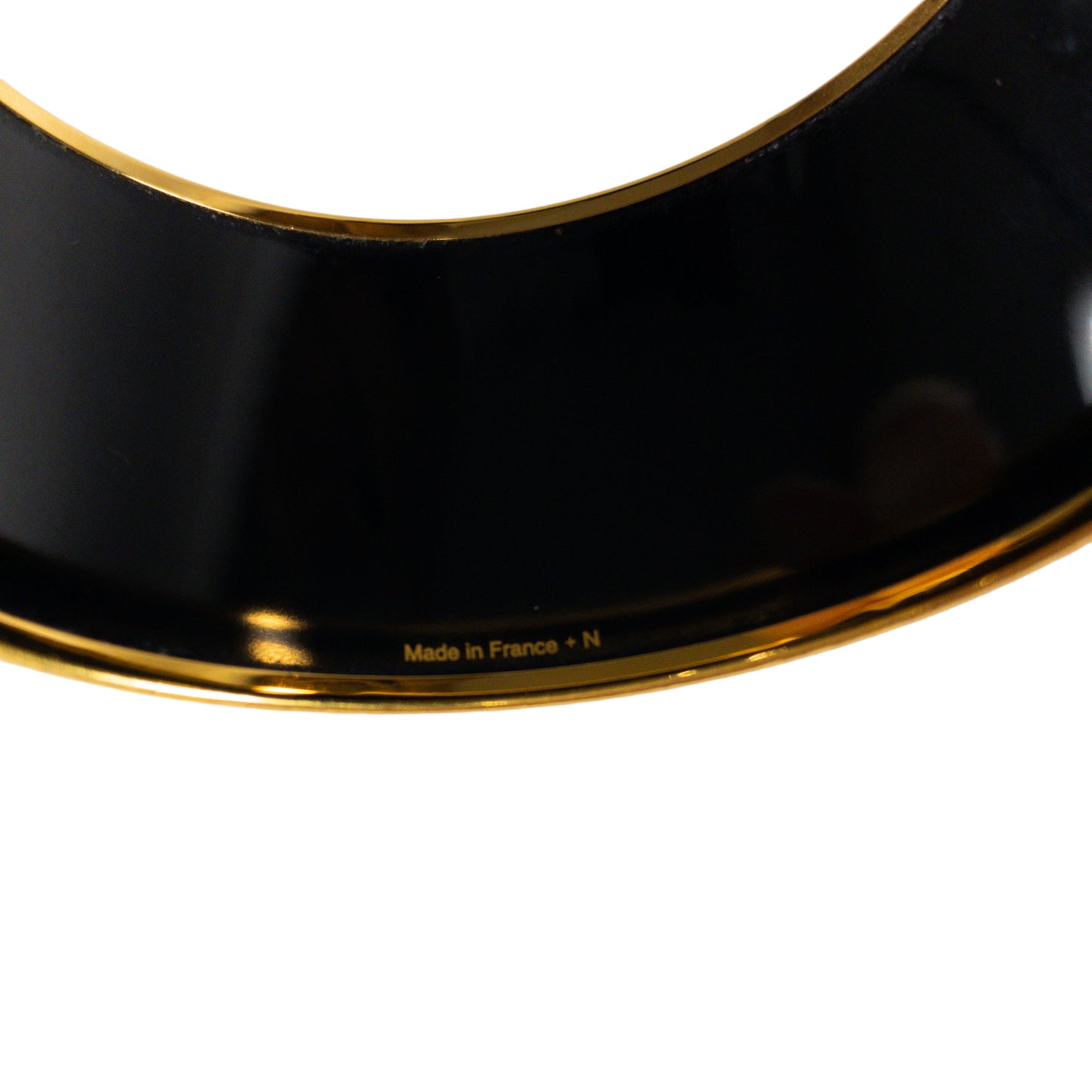 Hermes Extra-Wide Enamel Bangle White & Gold Printed