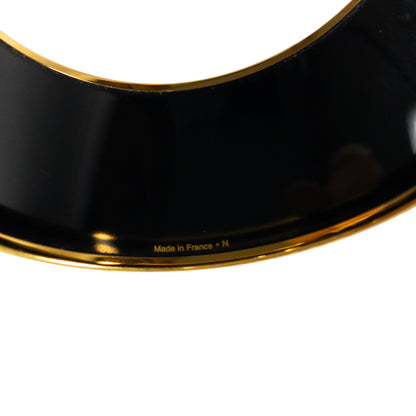 Hermes Extra-Wide Enamel Bangle White & Gold Printed