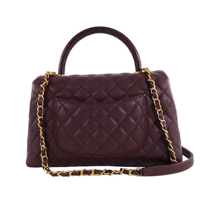 Chanel Medium Lizard Handle Coco Handle Burgundy Caviar GHW