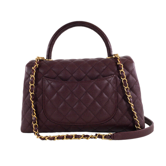 Chanel Medium Lizard Handle Coco Handle Burgundy Caviar GHW
