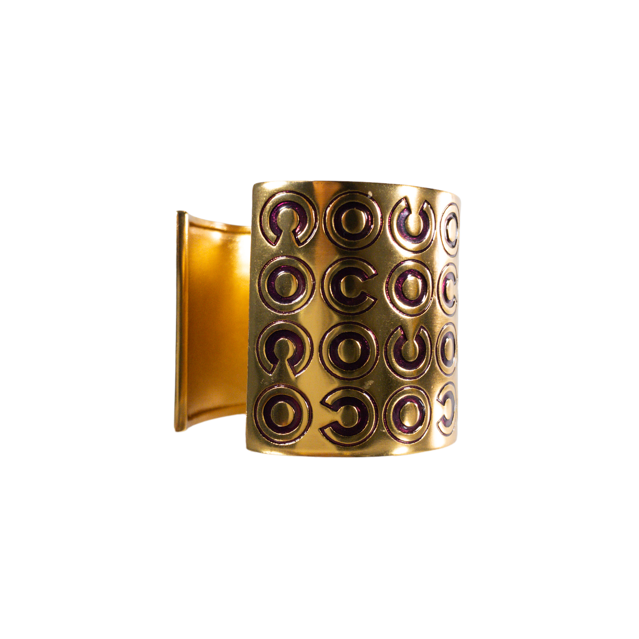 Chanel Gold / Burgundy Coco Cuff