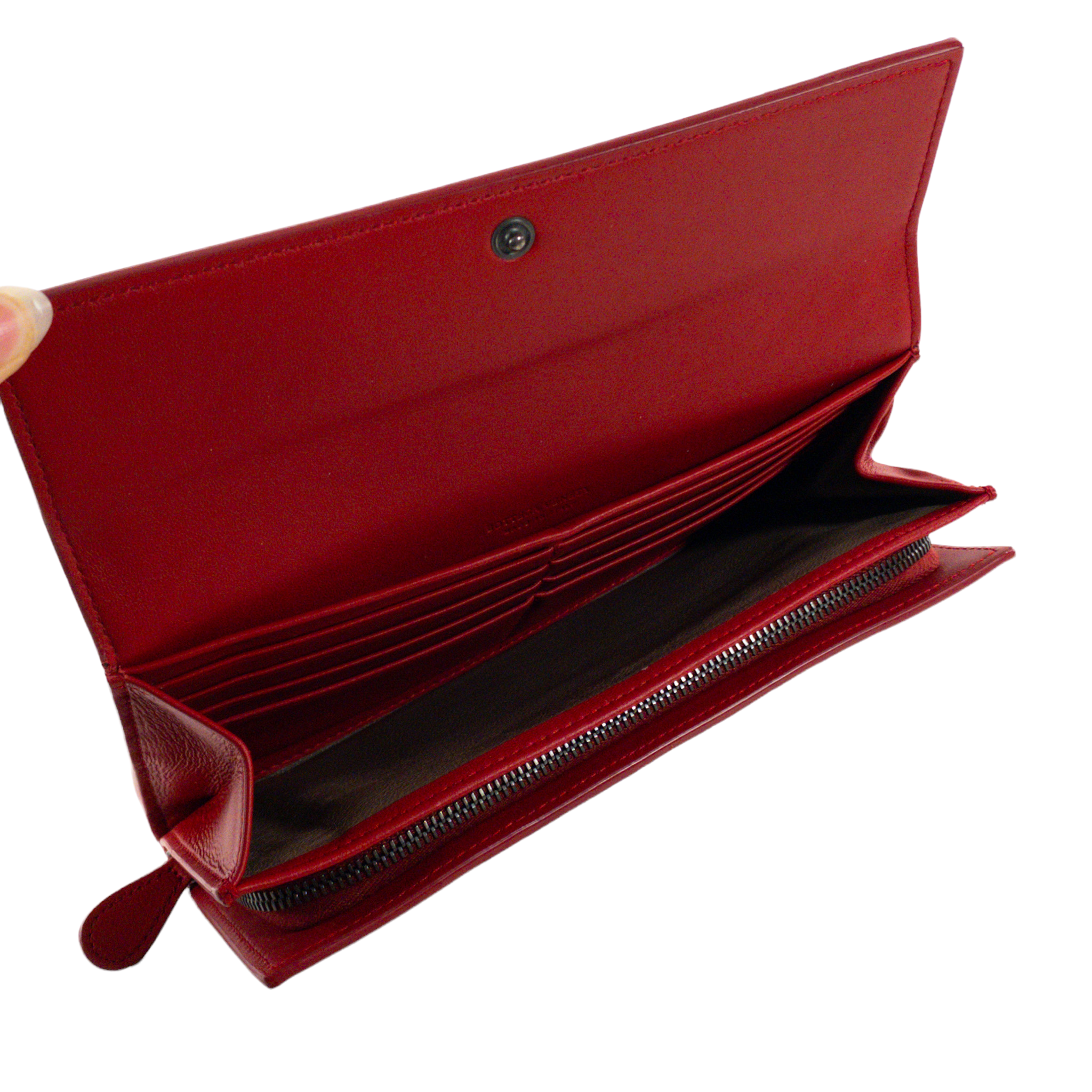Bottega Veneta Red/Tan Intrecciato Wallet