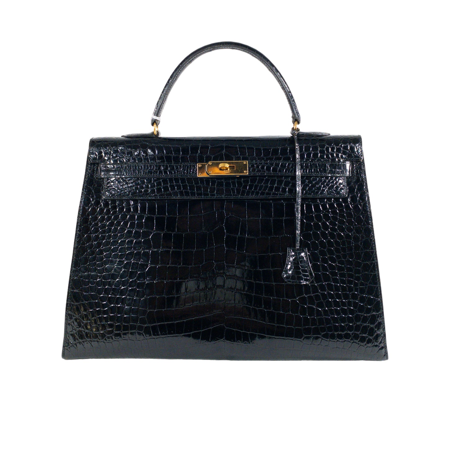 Hermes Vintage Crocodile Black Kelly 35cm GHW