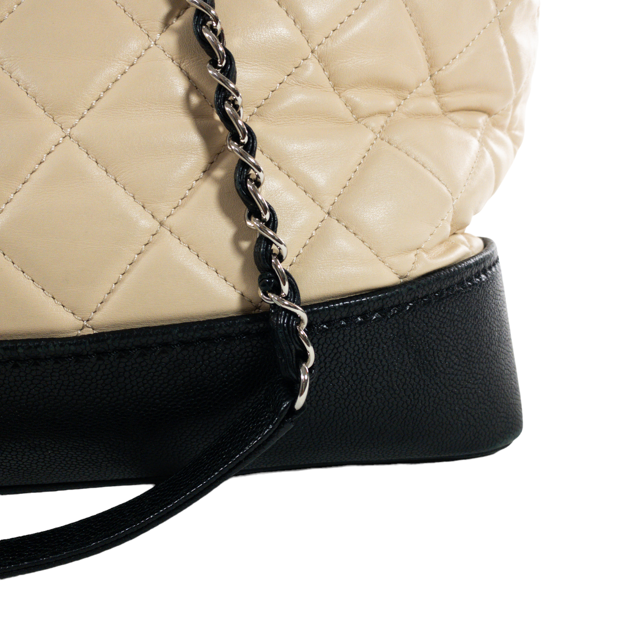 Chanel Beige/Black Quilted Leather Bi-Coco Shopping Tote Bag