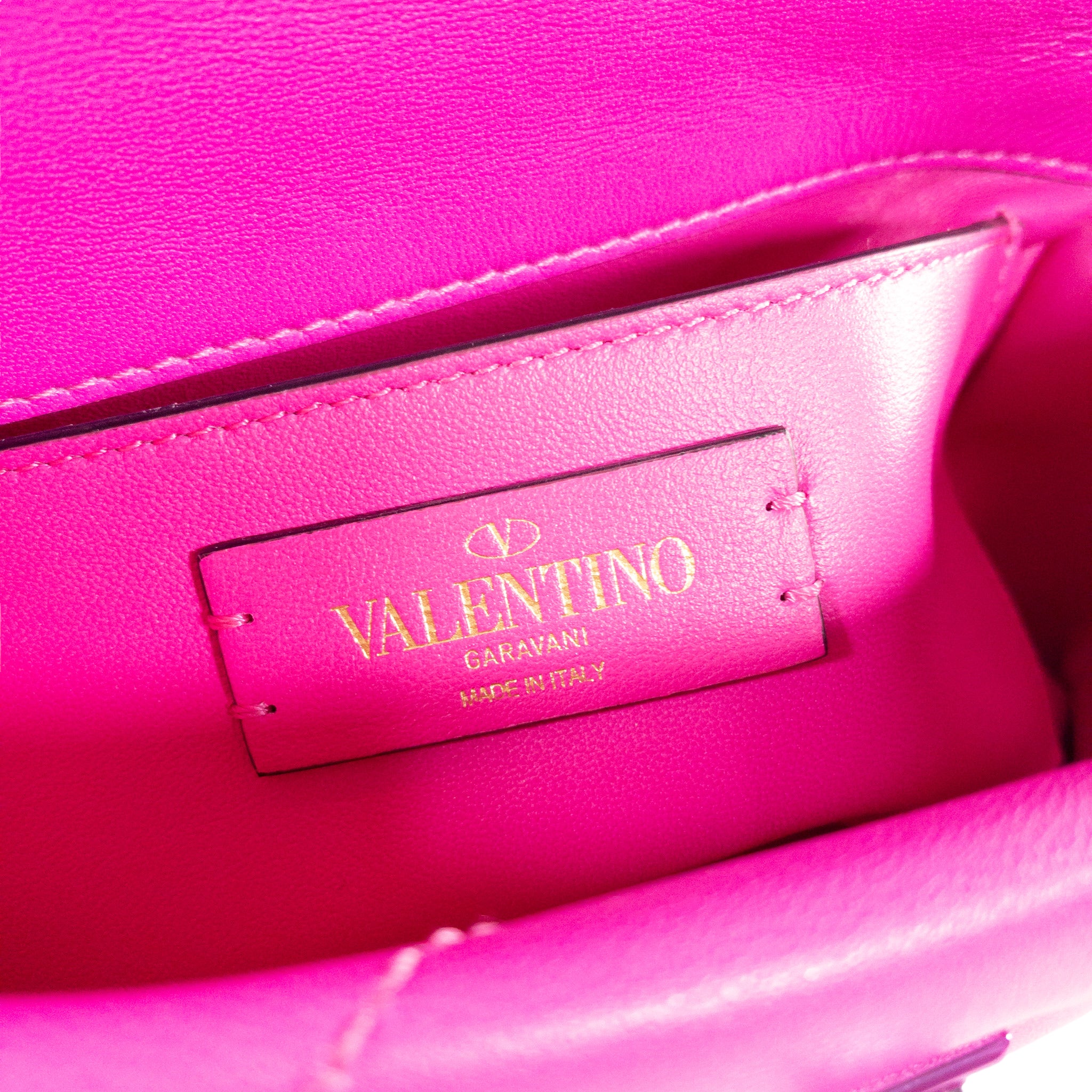 Valentino Fluo Pink Small Roman Stud Flap Bag