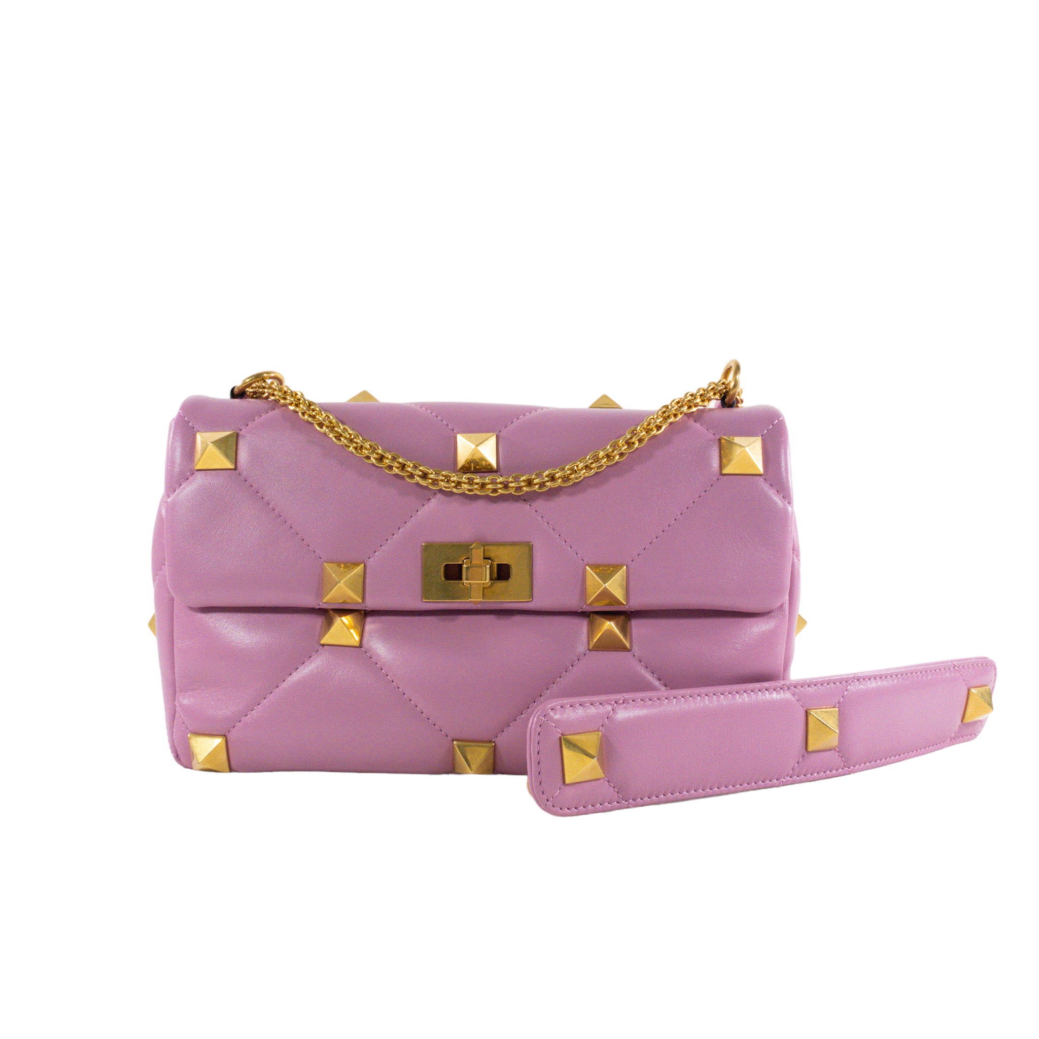 Valentino Pink Large Roman Stud Flap Bag