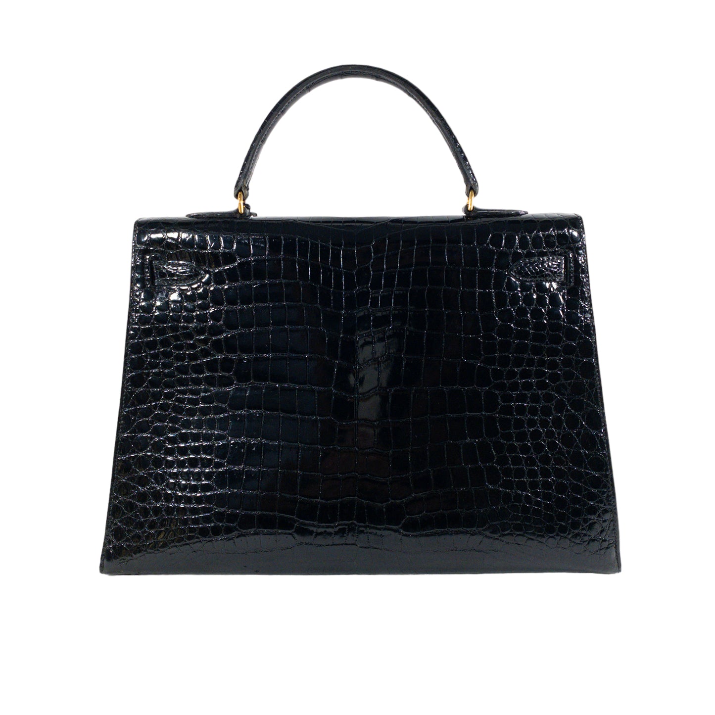 Hermes Vintage Crocodile Black Kelly 35cm GHW