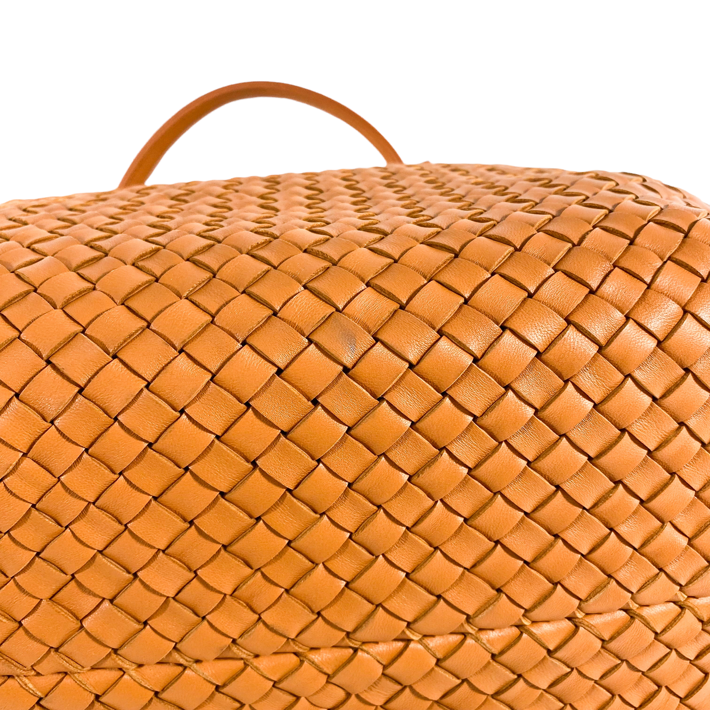 Bottega Veneta Orange Intrecciato Cabat Shopper Tote