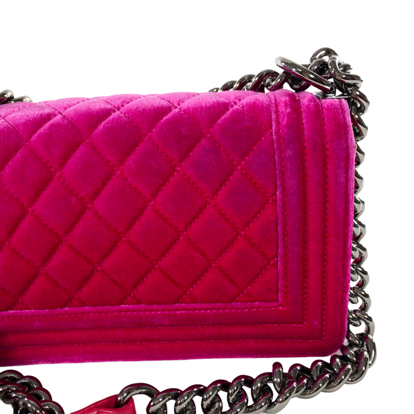 Chanel Fuchsia Velvet Small Boy Bag
