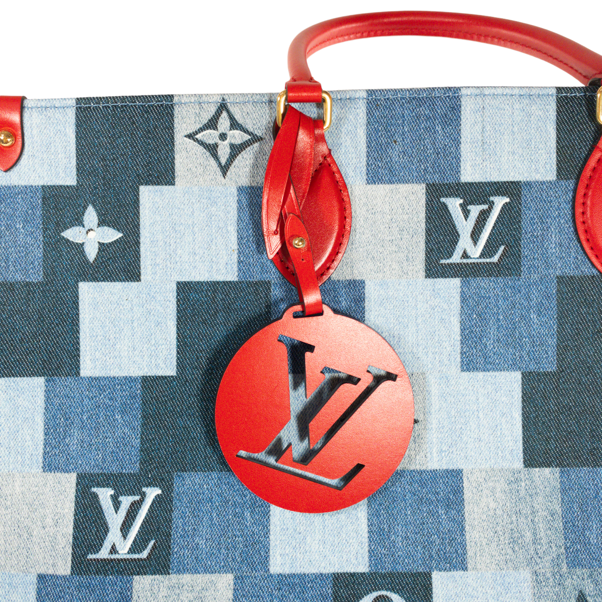 Louis Vuitton Denim Patchwork & Red Leather PVC Beach Pouch