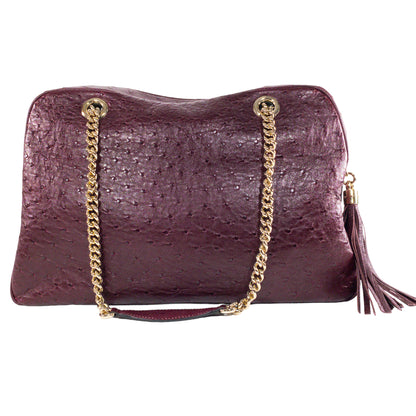 Gucci Burgundy Ostrich Soho Bowling Bag