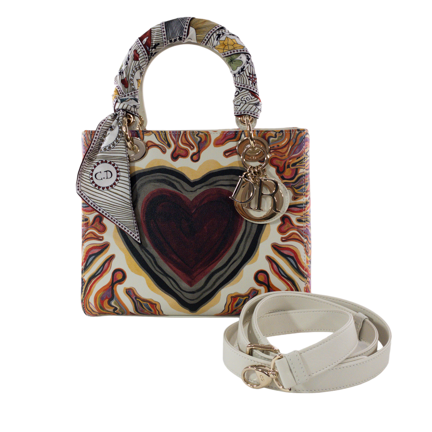 Dior Limited Edition Heart Print Medium Lady Dior