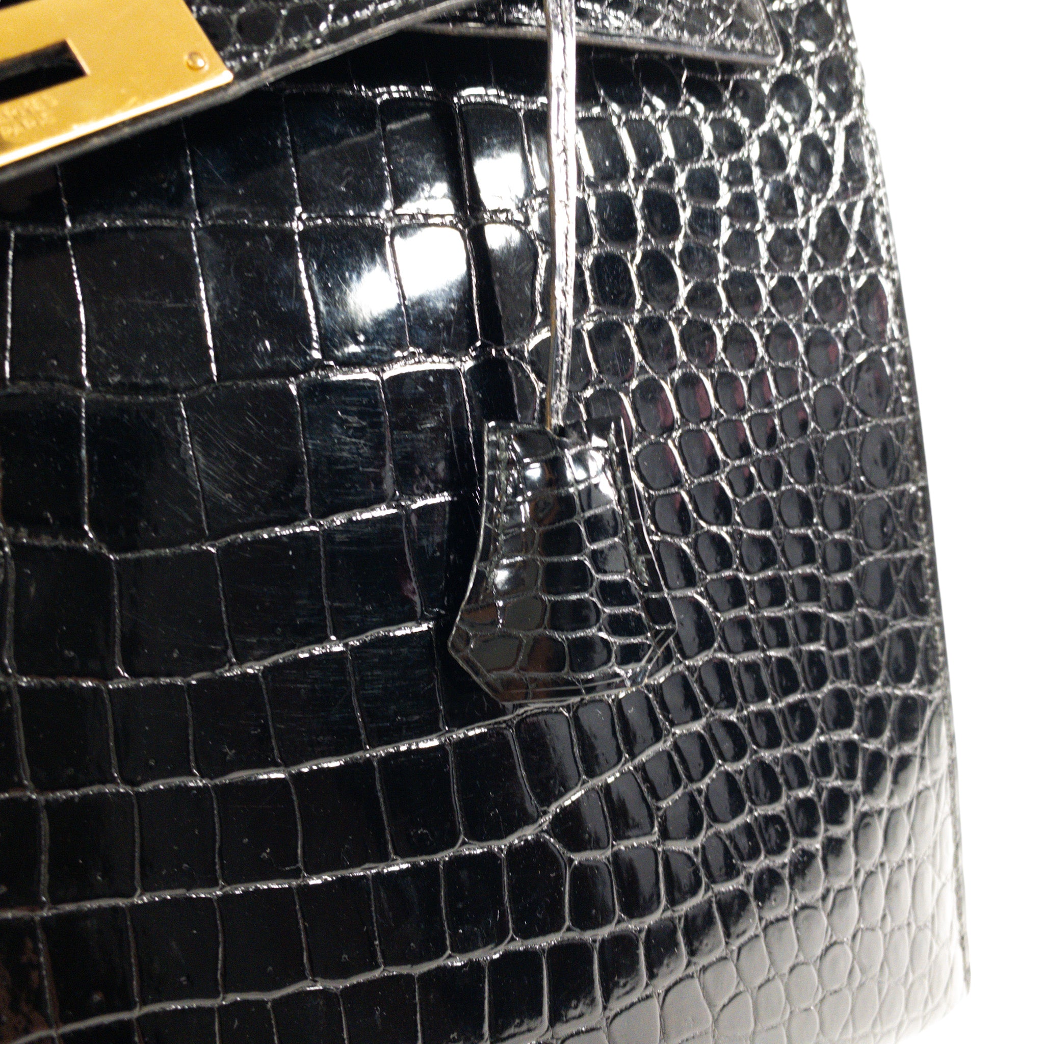 Hermes Vintage Crocodile Black Kelly 35cm GHW