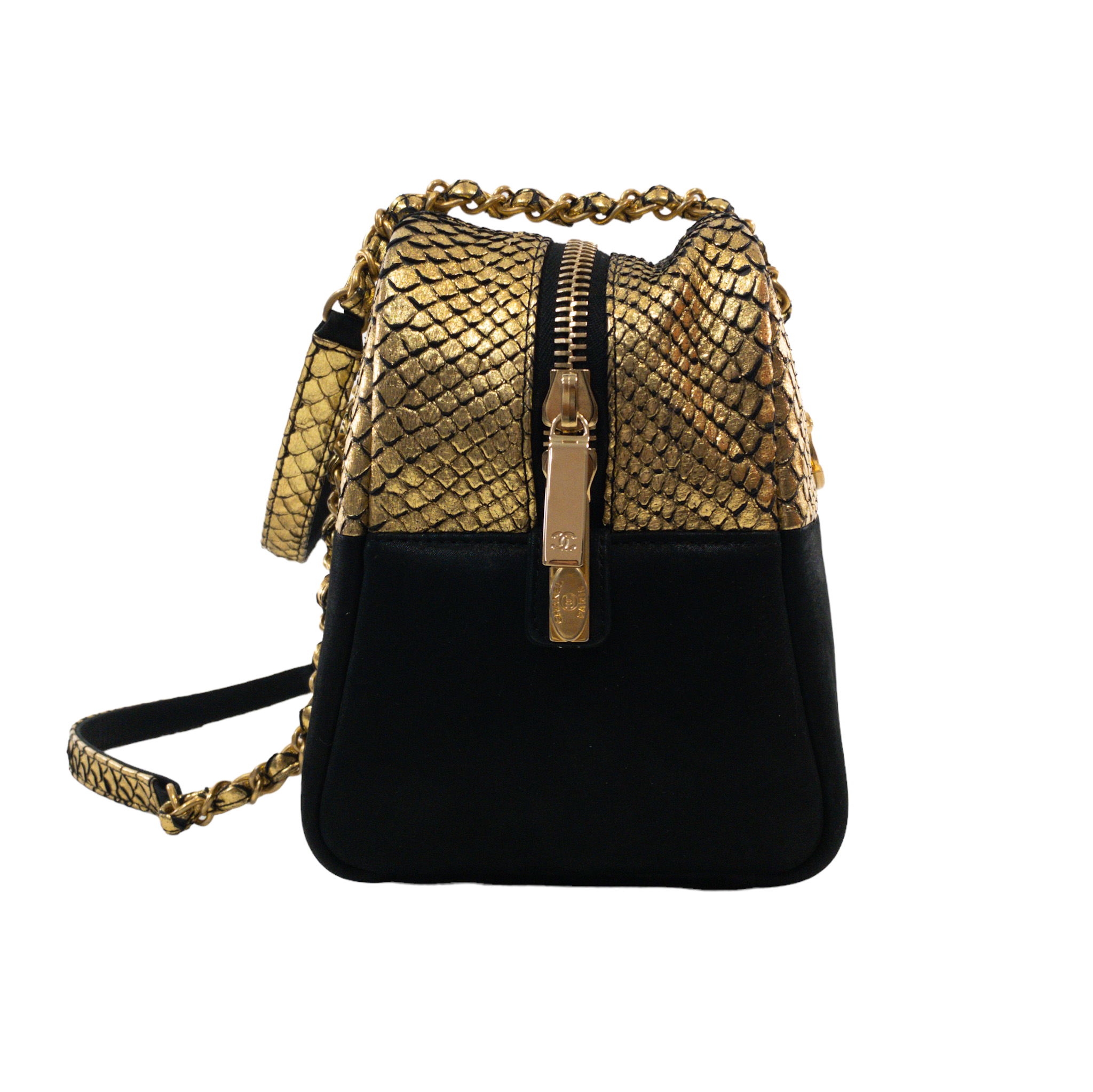 Chanel Metallic Python Suede Bowler Tote
