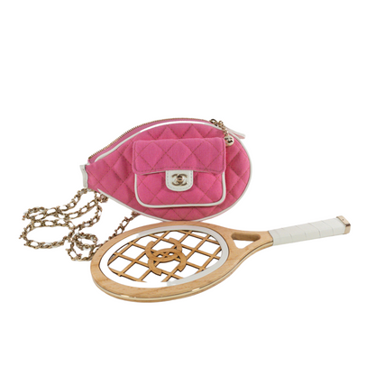 Chanel 23C Pink Quilted Tennis Racket Mirror *Collector's Piece*