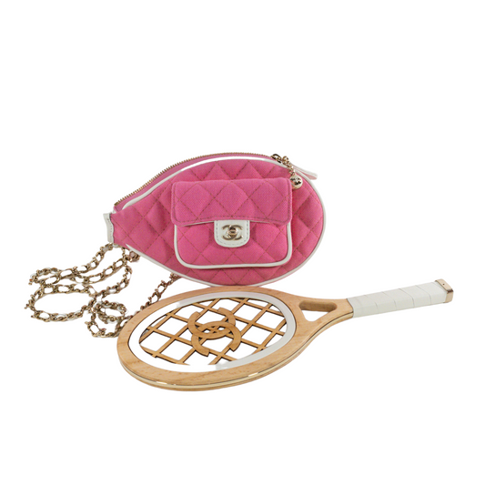 Chanel 23C Pink Quilted Tennis Racket Mirror *Collector's Piece*