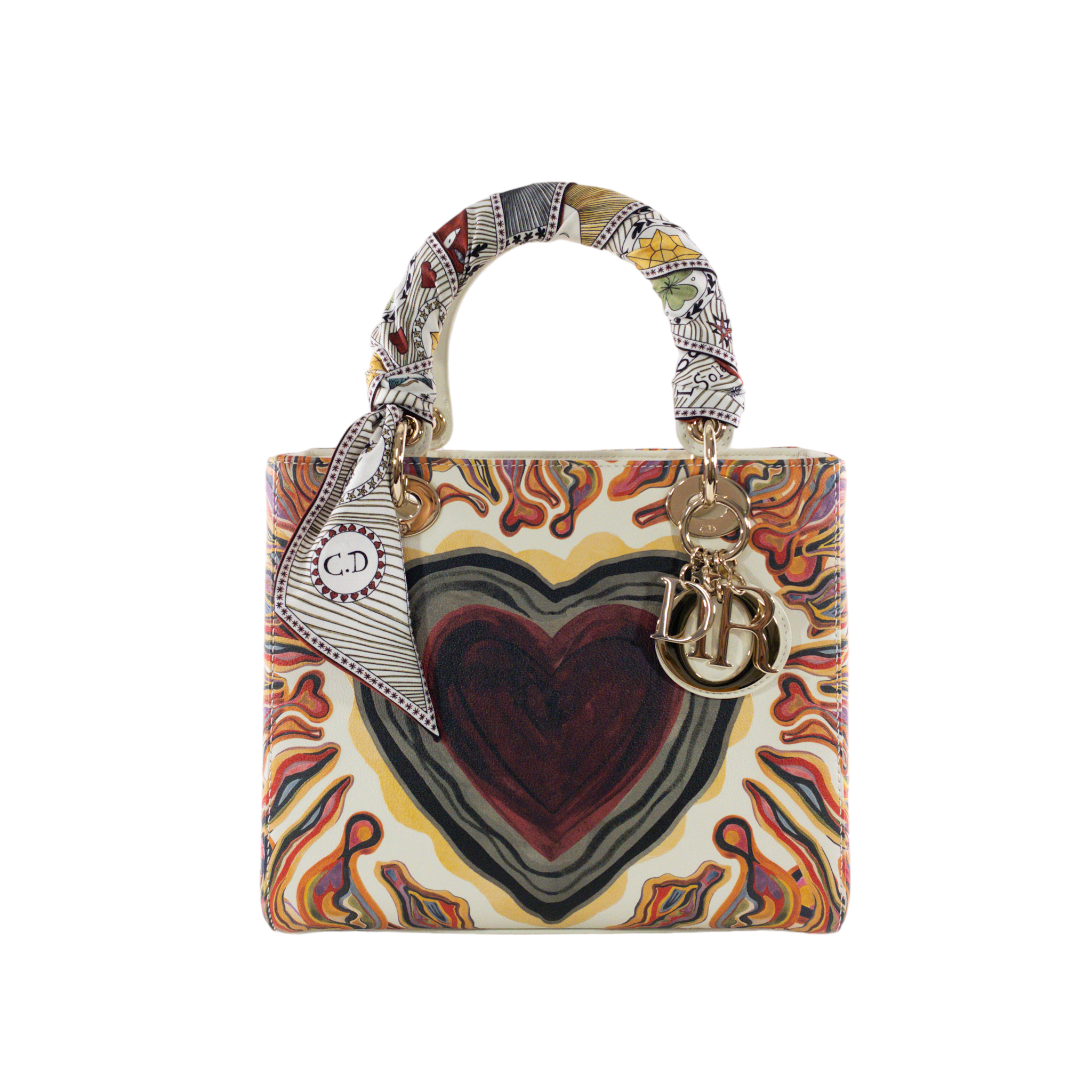 Dior Limited Edition Heart Print Medium Lady Dior