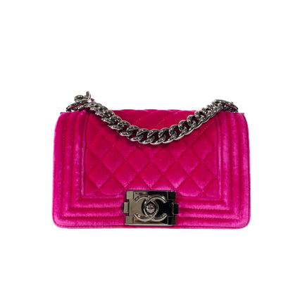 Chanel Fuchsia Velvet Small Boy Bag