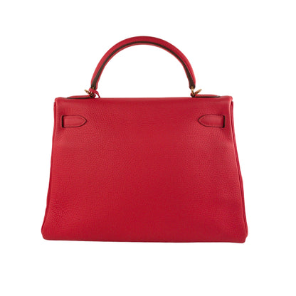 Hermes Kelly 32cm Rouge Pivoine Clemence GHW