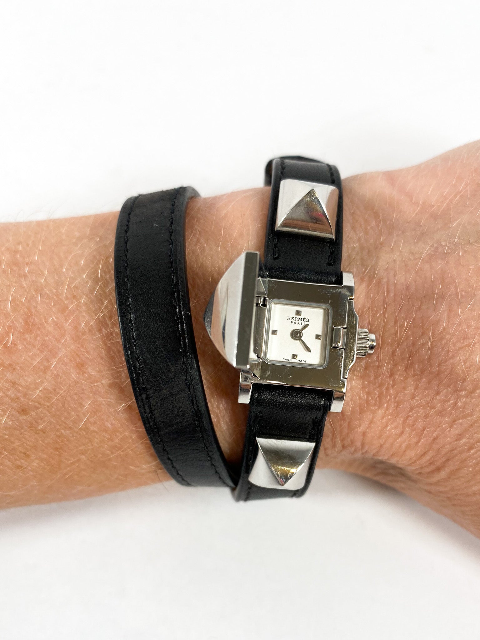 Hermès Black Medor Watch with extra Band