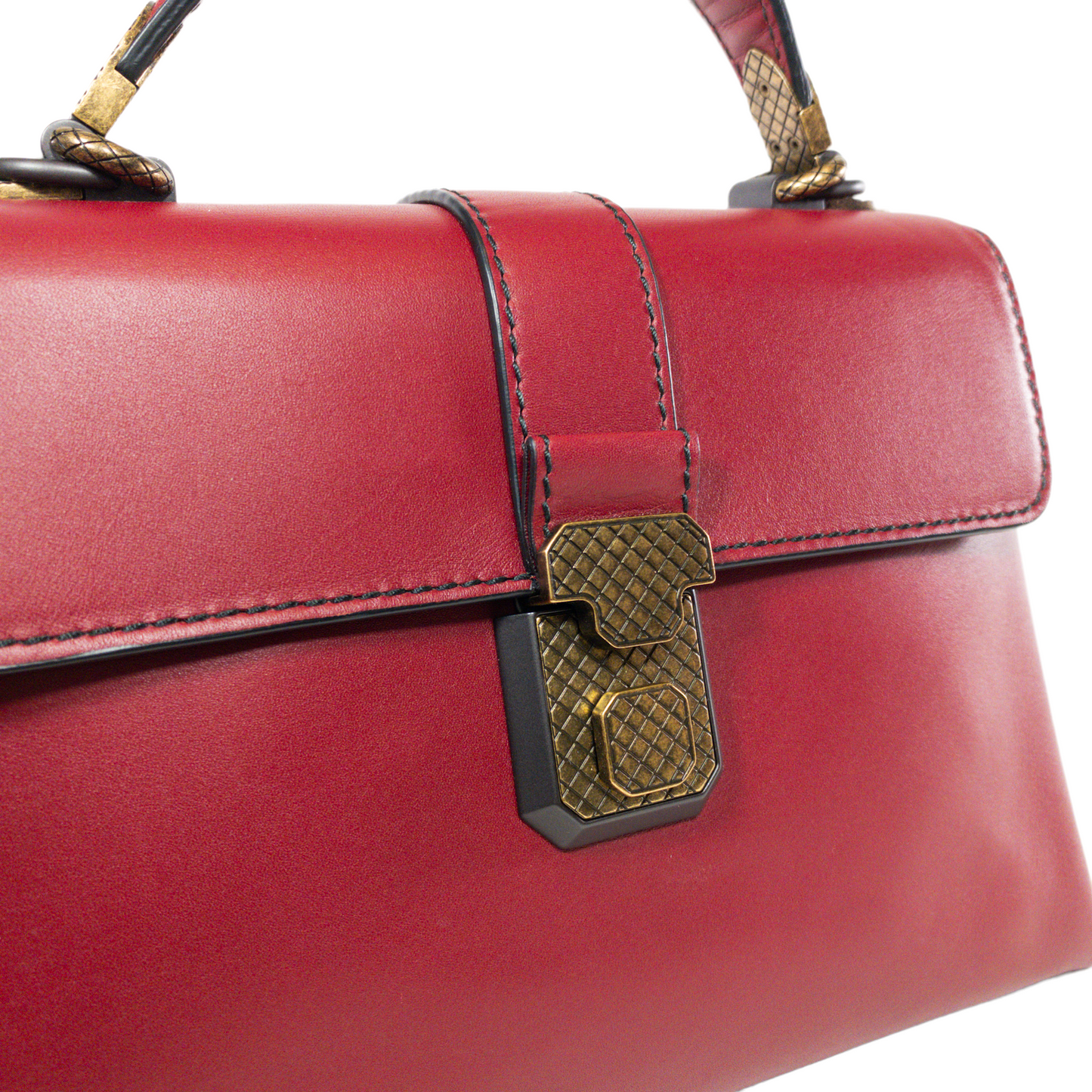 Bottega Veneta Red Intrecciato Top Handle