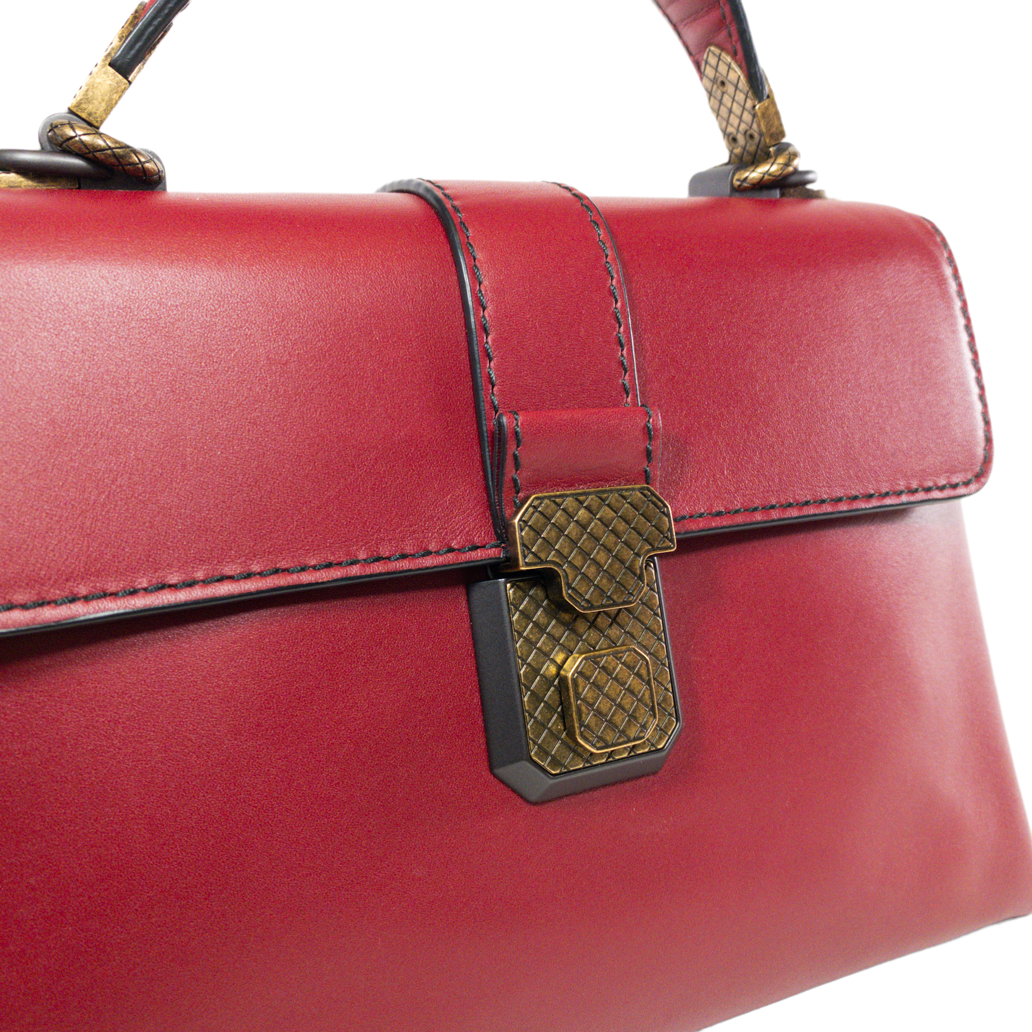 Bottega Veneta Red Intrecciato Top Handle