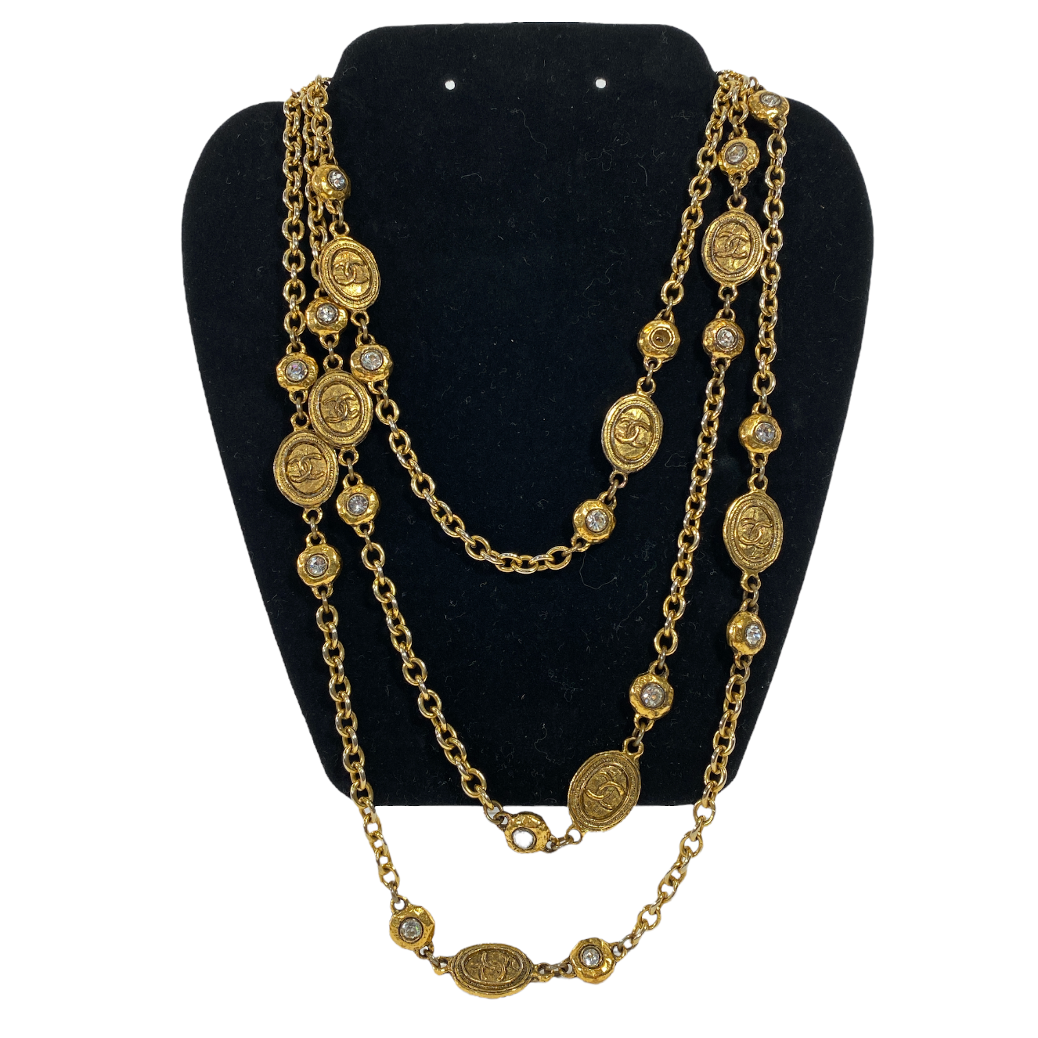 1980s Chanel CC Medallion Pearl Necklace