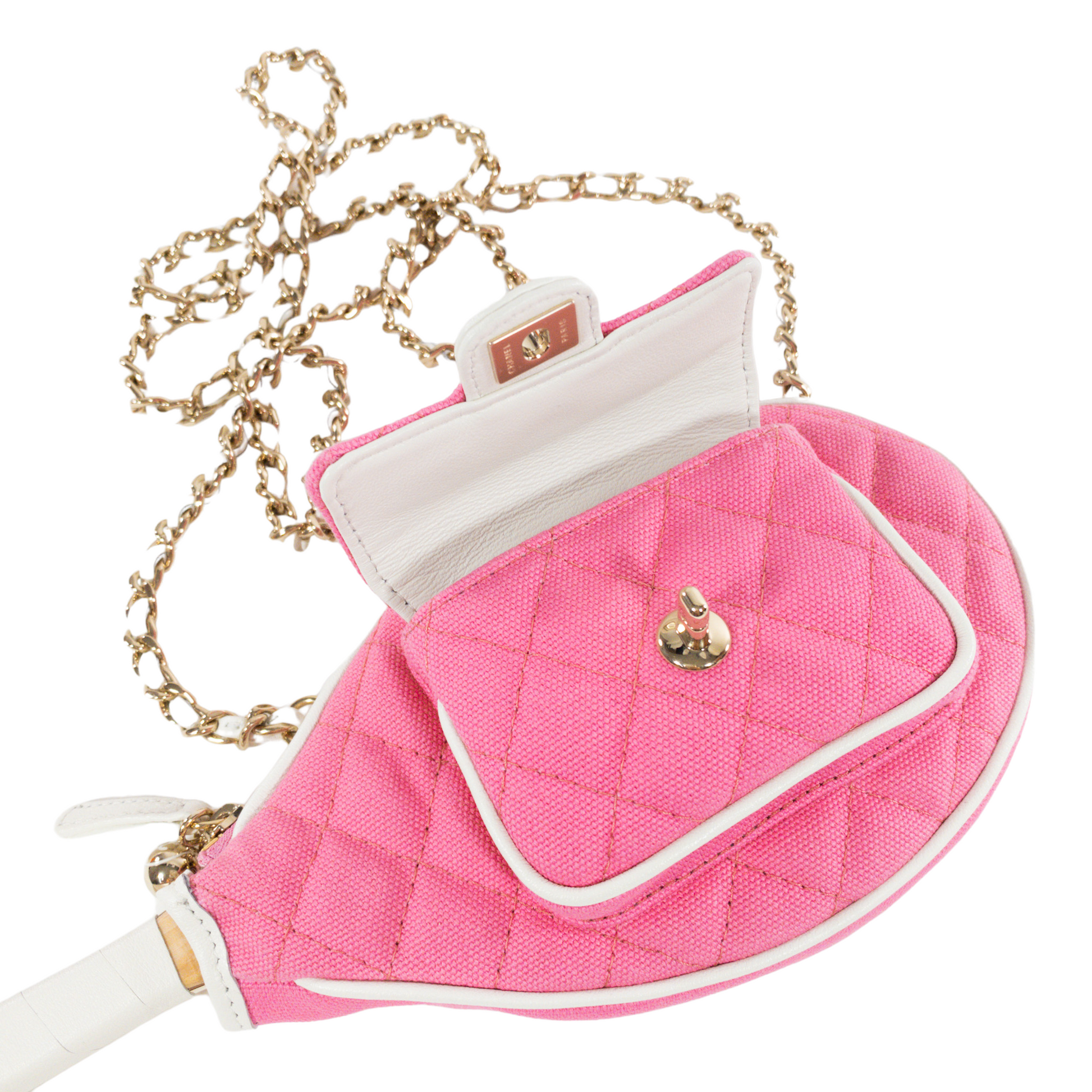 Chanel 23C Pink Quilted Tennis Racket Mirror *Collector's Piece Chanel 23C Pink Quilted Tennis Racket Mirror *Collector's Piece