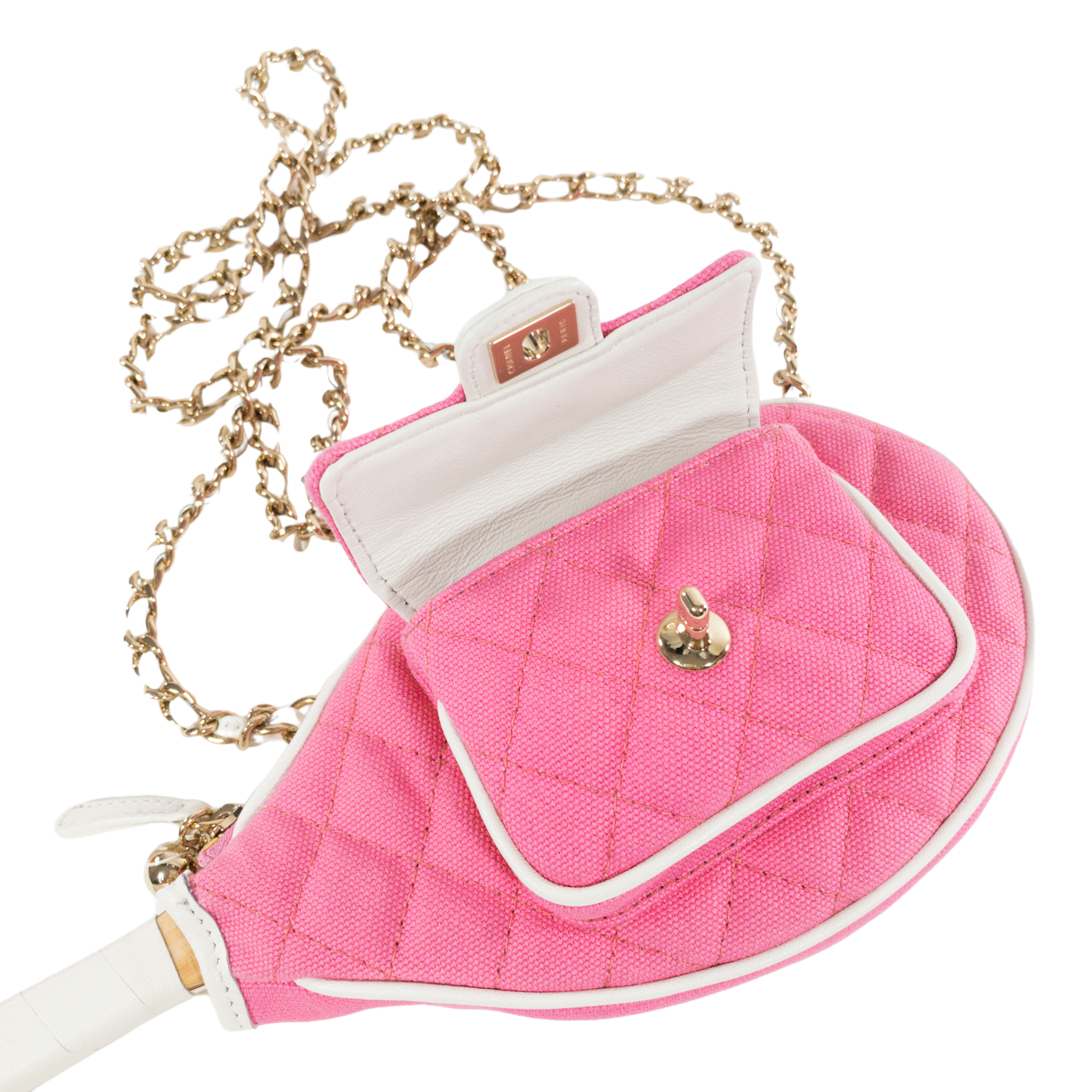 Chanel 23C Pink Quilted Tennis Racket Mirror *Collector's Piece*